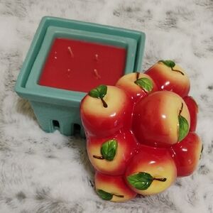 Homework Apple Cluster Candle Holder with 8 onz. Red Candle